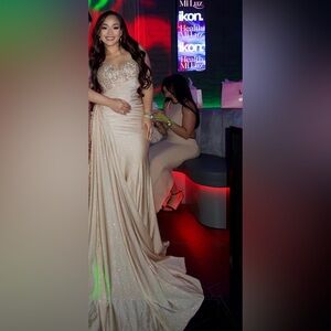 Sparkling Champagne Evening Gown